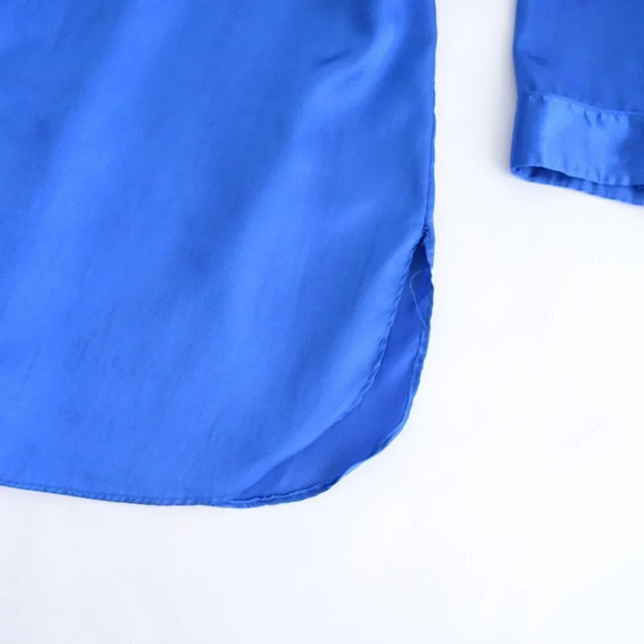 Vintage Dominque Royal Blue Silky-Like Button  Down Nightgown LG - Picture 7 of 14